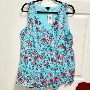 Torrid Tiered Floral Butterfly Babydoll Top 1X - 14/16 - NEW